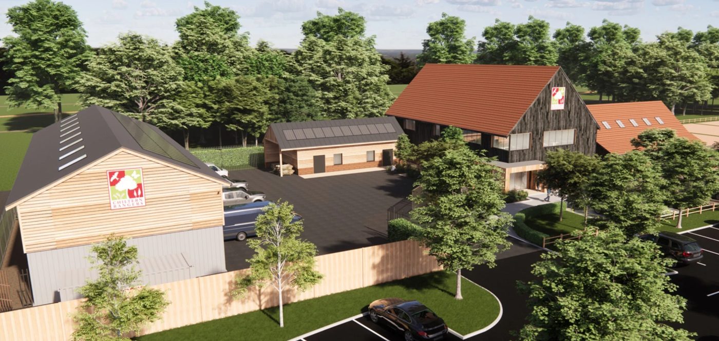 Illustration of The Barns, the proposed new home for Chiltern Rangers at Abbey Barn South, High Wycombe